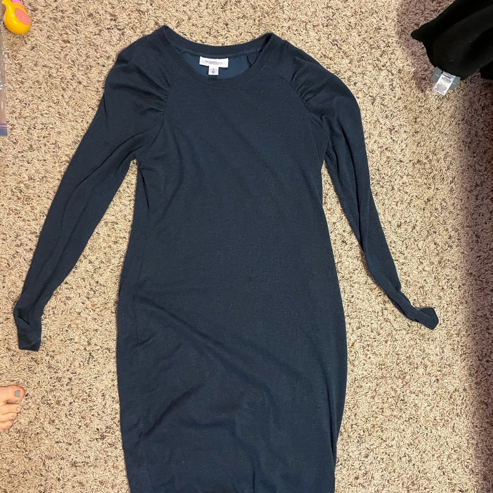 Blue long sleeve maternity dress